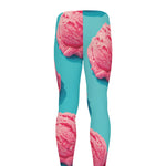 Pink Strawberry Ice Cream Print Men's leggings