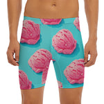 Pink Strawberry Ice Cream Print Men's Long Boxer Briefs