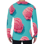 Pink Strawberry Ice Cream Print Men's Long Sleeve T-Shirt