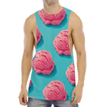 Pink Strawberry Ice Cream Print Men's Muscle Tank Top