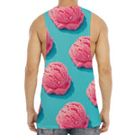 Pink Strawberry Ice Cream Print Men's Muscle Tank Top