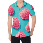 Pink Strawberry Ice Cream Print Men's Shirt