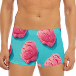 Pink Strawberry Ice Cream Print Men's Short Boxer Briefs
