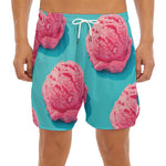 Pink Strawberry Ice Cream Print Men's Split Running Shorts