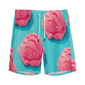 Pink Strawberry Ice Cream Print Men's Athletic Shorts
