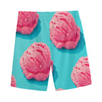 Pink Strawberry Ice Cream Print Men's Sports Shorts