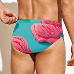Pink Strawberry Ice Cream Print Men's Swim Briefs