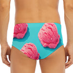 Pink Strawberry Ice Cream Print Men's Triangle Swim Briefs