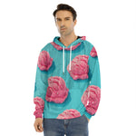 Pink Strawberry Ice Cream Print Men's Velvet Pullover Hoodie