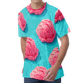 Pink Strawberry Ice Cream Print Men's Velvet T-Shirt