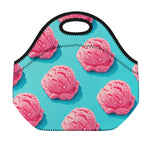 Pink Strawberry Ice Cream Print Neoprene Lunch Bag