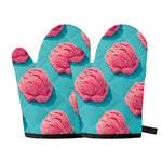 Pink Strawberry Ice Cream Print Oven Mitts