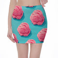 Pink Strawberry Ice Cream Print Pencil Mini Skirt