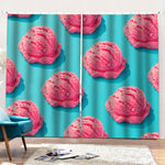Pink Strawberry Ice Cream Print Pencil Pleat Curtains
