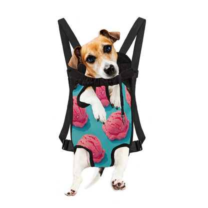 Pink Strawberry Ice Cream Print Pet Carrier Backpack