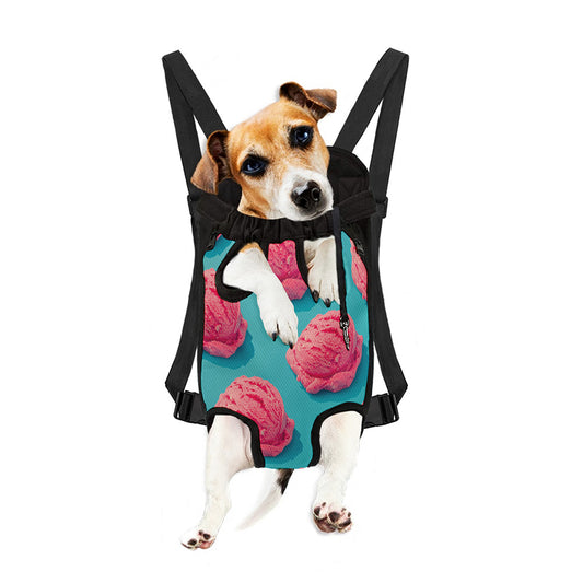 Pink Strawberry Ice Cream Print Pet Carrier Backpack