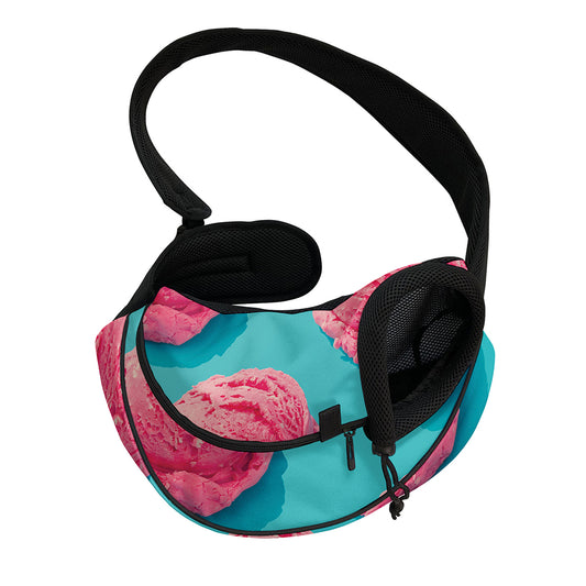 Pink Strawberry Ice Cream Print Pet Sling Carrier
