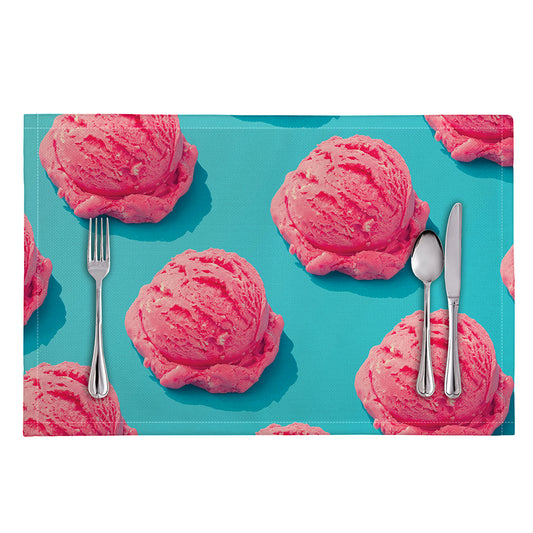 Pink Strawberry Ice Cream Print Placemat