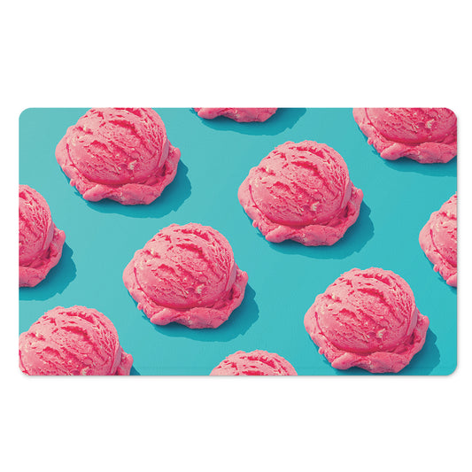 Pink Strawberry Ice Cream Print Polyester Doormat