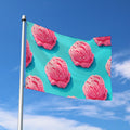 Pink Strawberry Ice Cream Print Polyester Flag