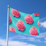 Pink Strawberry Ice Cream Print Polyester Flag
