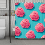 Pink Strawberry Ice Cream Print Polyester Shower Curtain