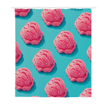 Pink Strawberry Ice Cream Print Polyester Shower Curtain