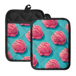 Pink Strawberry Ice Cream Print Pot Holders With Pocket