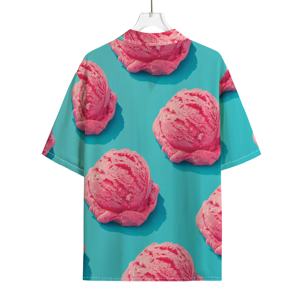 Pink Strawberry Ice Cream Print Rayon Hawaiian Shirt