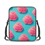 Pink Strawberry Ice Cream Print Rectangular Crossbody Bag