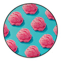 Pink Strawberry Ice Cream Print Round Floor Mat