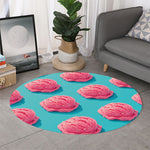 Pink Strawberry Ice Cream Print Round Rug