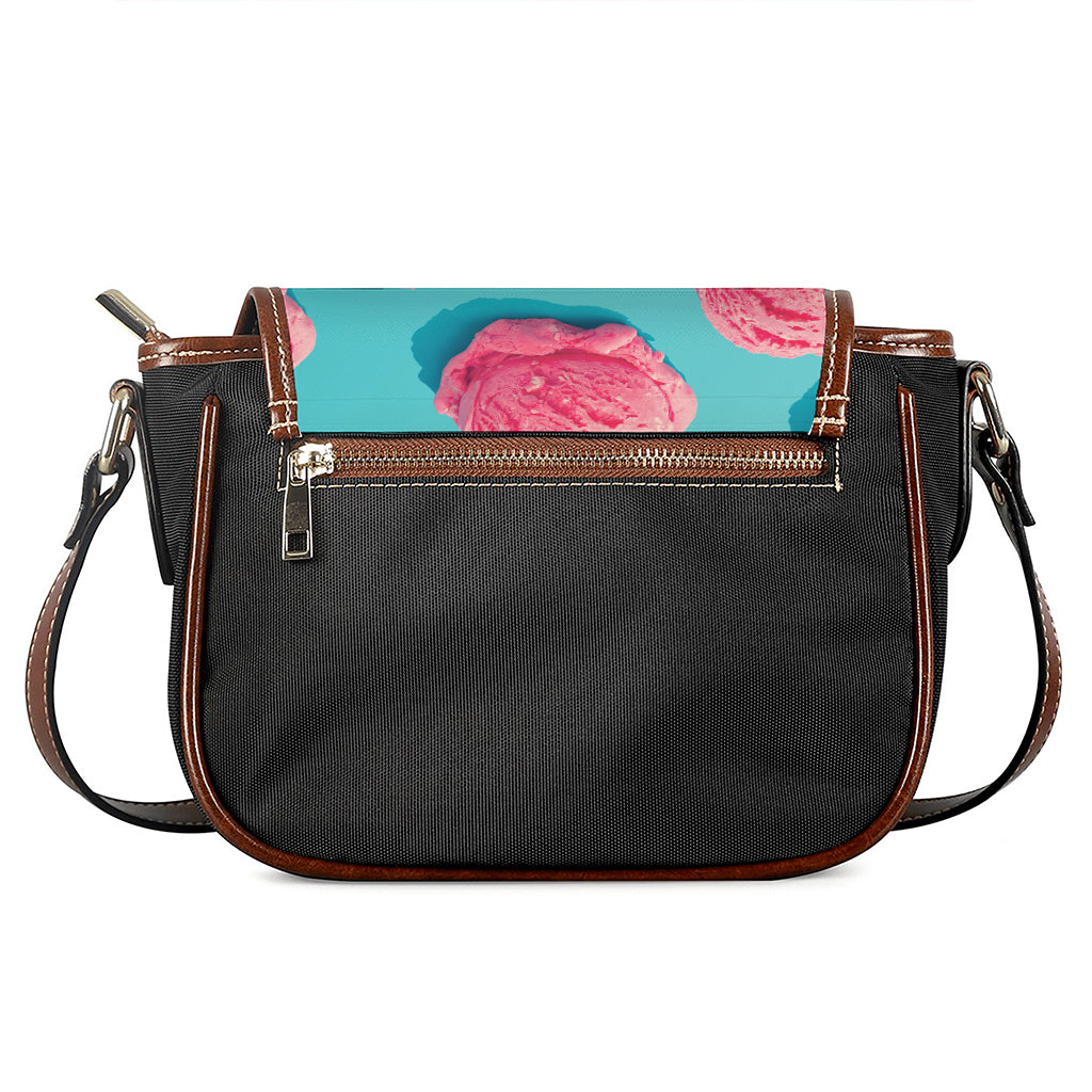 Pink Strawberry Ice Cream Print Saddle Bag