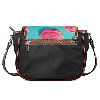 Pink Strawberry Ice Cream Print Saddle Bag