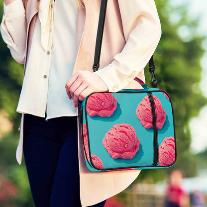 Pink Strawberry Ice Cream Print Shoulder Strap Bible Bag
