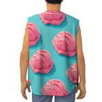 Pink Strawberry Ice Cream Print Sleeveless Baseball Jersey