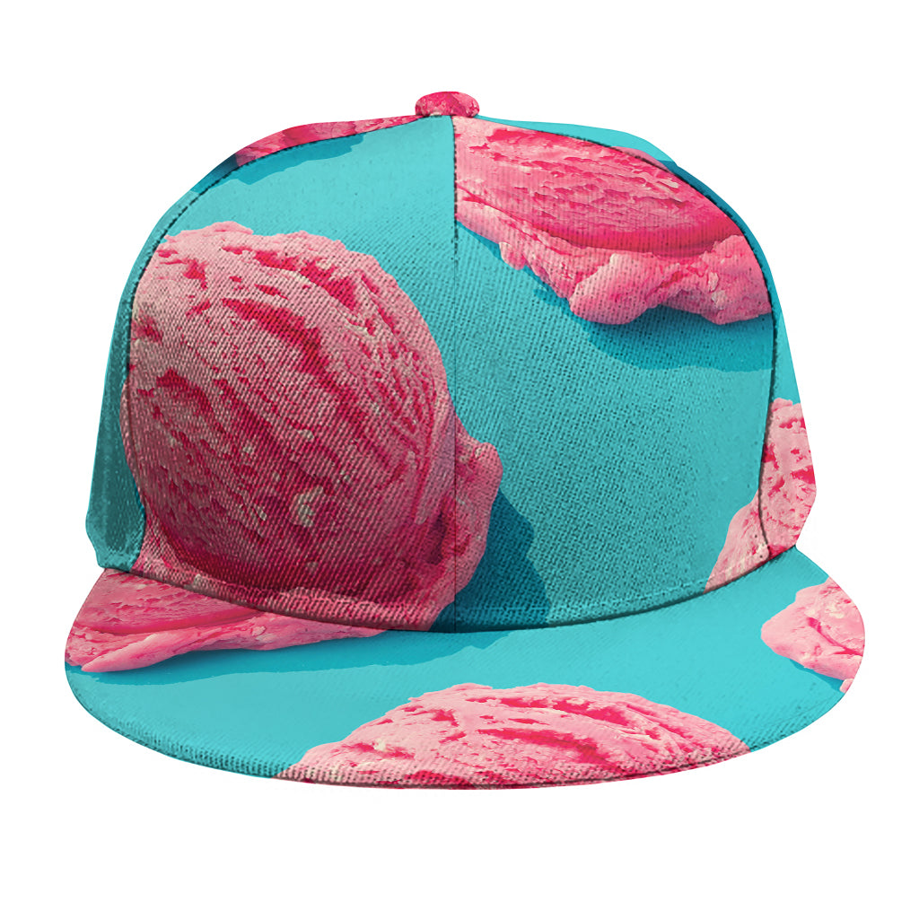 Pink Strawberry Ice Cream Print Snapback Cap