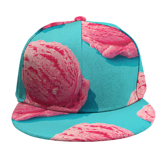 Pink Strawberry Ice Cream Print Snapback Cap