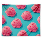 Pink Strawberry Ice Cream Print Tapestry