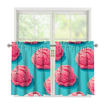 Pink Strawberry Ice Cream Print Tier Curtains