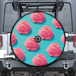 Pink Strawberry Ice Cream Print Tire Cover With Camera Hole