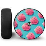 Pink Strawberry Ice Cream Print Tire Cover With Camera Hole