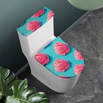 Pink Strawberry Ice Cream Print Toilet Lid And Tank Cover Set