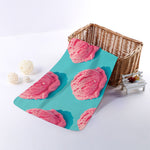 Pink Strawberry Ice Cream Print Towel
