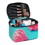 Pink Strawberry Ice Cream Print Travel Makeup Bag