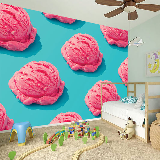 Pink Strawberry Ice Cream Print Wall Sticker
