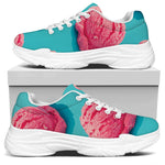Pink Strawberry Ice Cream Print White Chunky Shoes