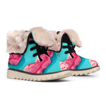 Pink Strawberry Ice Cream Print Winter Boots