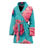 Pink Strawberry Ice Cream Print Women's Bathrobe