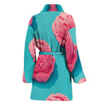 Pink Strawberry Ice Cream Print Women's Bathrobe